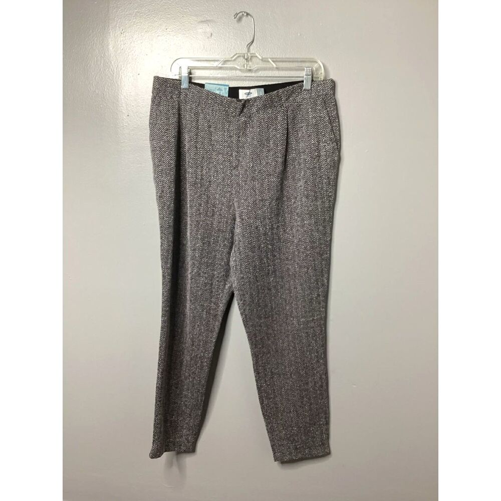 NWT Old Navy Boucle Herringbone Pants High Rise Tapered Ankle Trousers Gray L